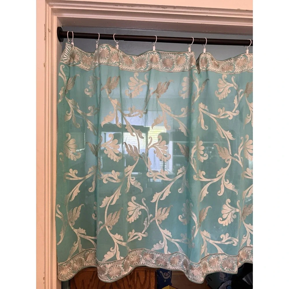 Indian Blue Silver Embroidery Resham Gotta Doppata Large Size 92 X 40